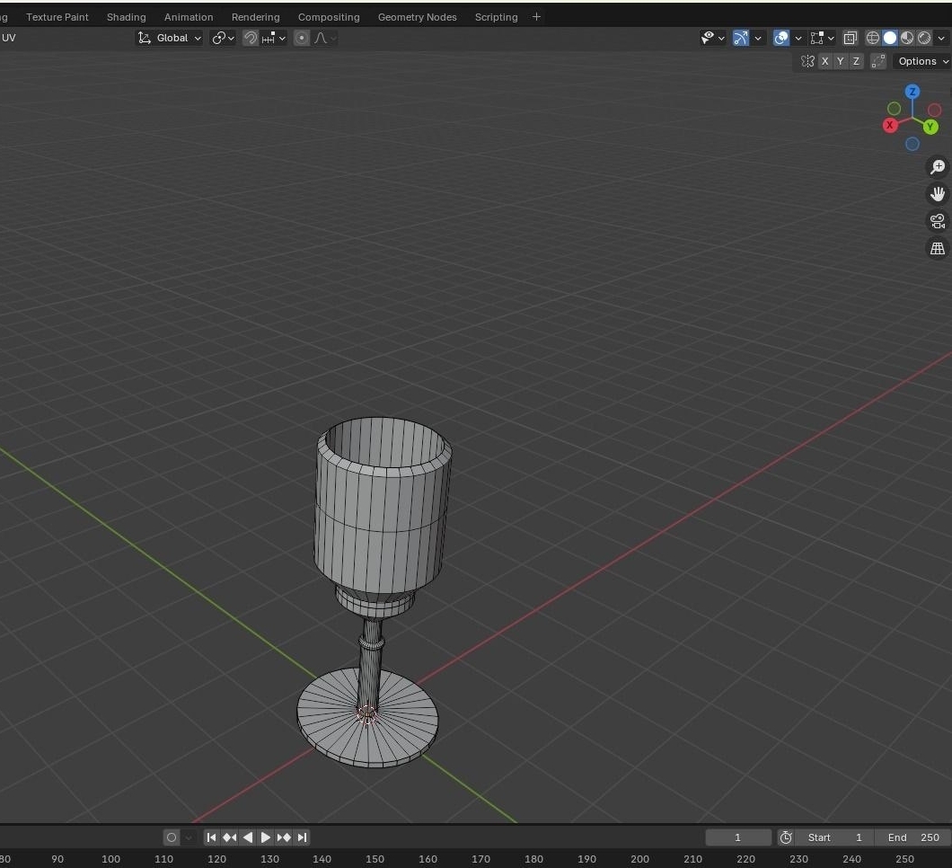 Modelo 3D de lámpara o pieza decorativa abierto en programa de modelado